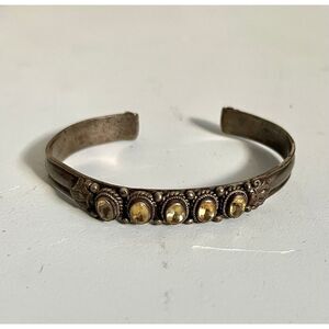 Vintage Nepal silver citrine bangle bracelet